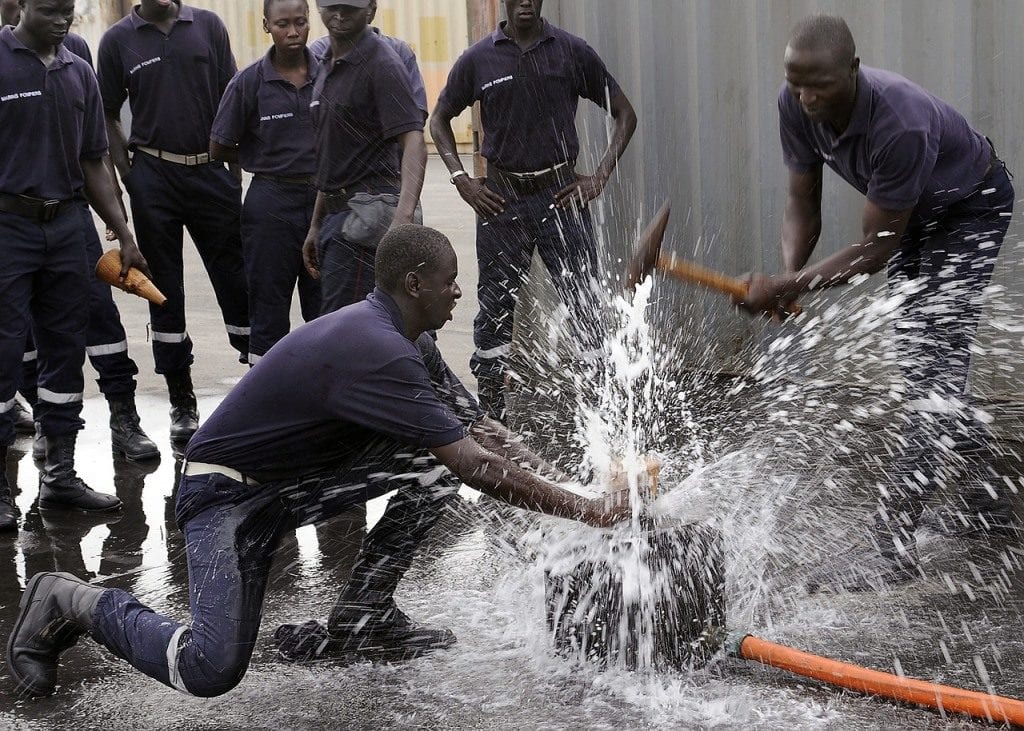 Fire fighters in training. (Stock Photo)