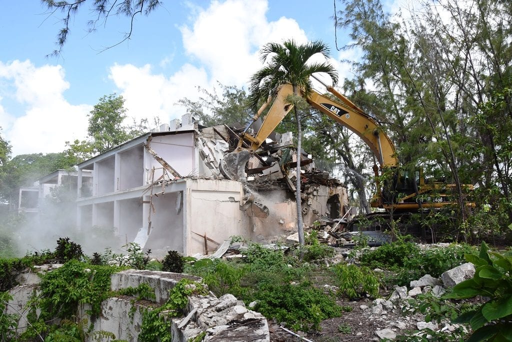 Demolition work gets under way at Sam Lord's Castle. (C.Pitt/BGIS)