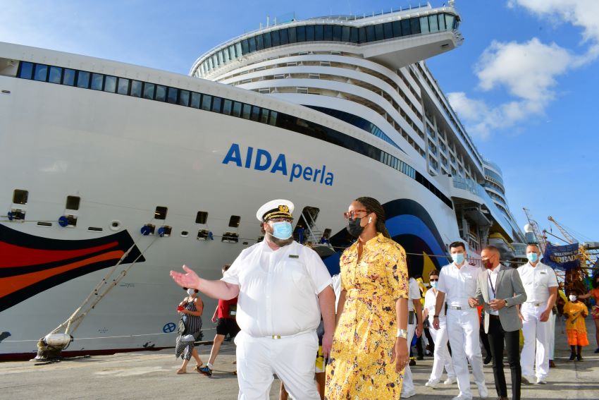 AIDAperla Cruise Ship Welcomed To New Home Port