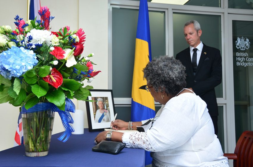 PM Mottley Signs Book Of Condolences At The British High Commission