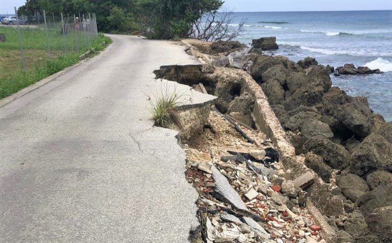 Wave Damage Causes Closure Of Almshouse Road, St. Peter