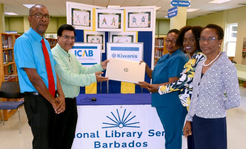 Kiwanis & ICAB Donate Laptop To NLS’ Tamarind Hall Branch