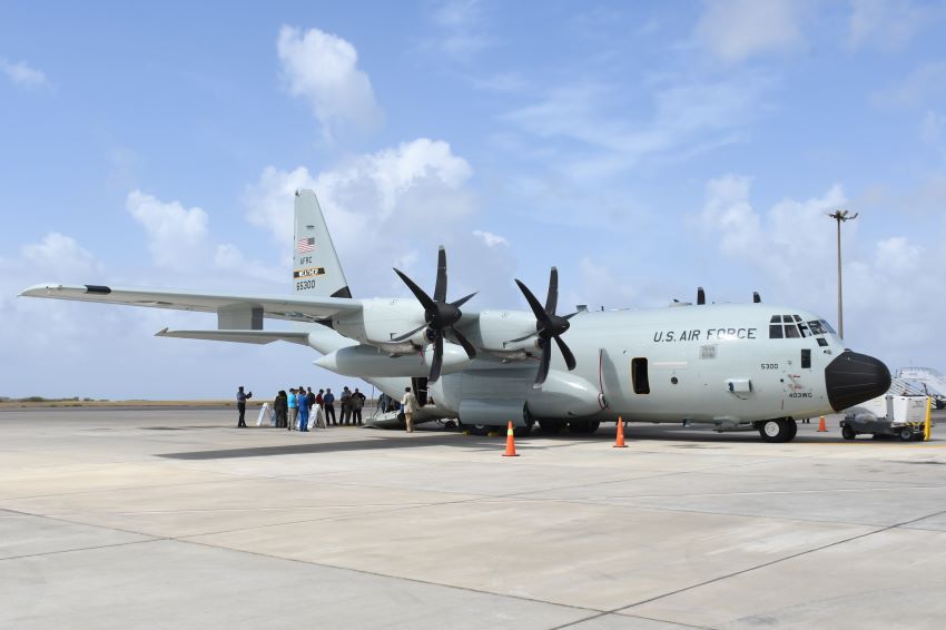 NOAA Hurricane Hunter Aircraft WC-130J Visits Barbados