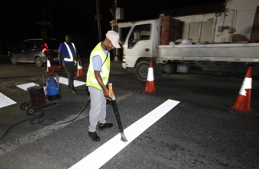 MTW Crew To Remark Recently Paved Roads In St Michael